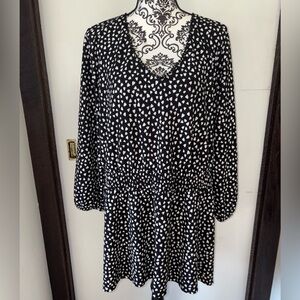 Lane Bryant Size 22/24 Black and White Monochrome Heart Patterned Shirt